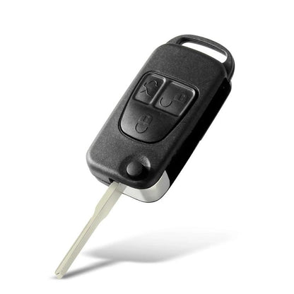 Mercedes-Benz key shell, black remote housing with 3 buttons and metal key blade