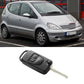 Mercedes-Benz key shell angled view, black remote housing with 3 buttons and key blade