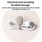 Two white silicone cable organizer ties bundled on charging cables