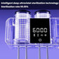 Transparent-view smart toothbrush holder with two cup chambers and front digital display