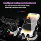 Car phone mount with suction base and multi-grip arms holding a smartphone