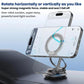 Silver car phone holder mount with foldable magnetic ring and suction base on dash