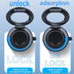 Black magnetic car phone holder showing lock and unlock ring positions