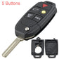 Black folding car remote key shell with five button layout and metal key blade