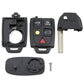 Black folding car remote key shell parts set, showing front cover, key blade, and screw