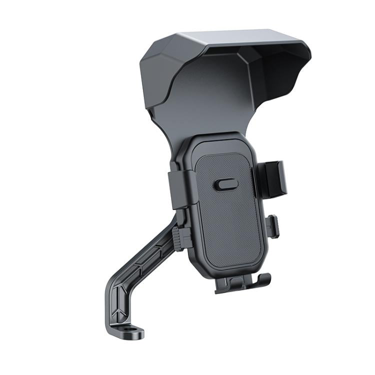 Black mirror-mount phone holder with adjustable clamp and protective front frame