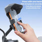 Black mirror-mount phone holder with clamp open for inserting a phone
