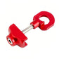 Red bicycle chain breaker tool with split clamp and threaded screw