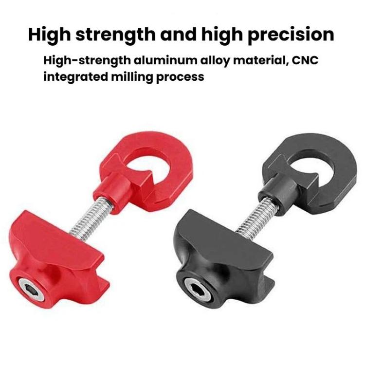 Bicycle chain breaker tool in red and black with split clamp design