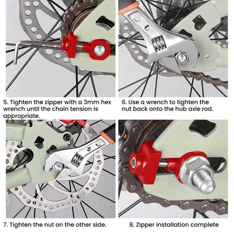Bicycle chain breaker tool secured on a bike wheel hub and axle