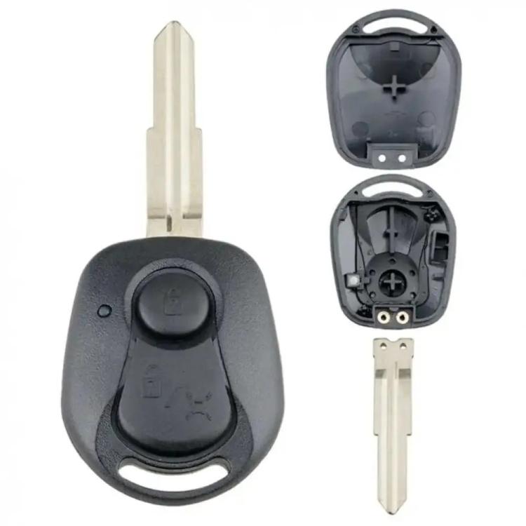 SsangYong flip-key remote control case, black with key blade and open back