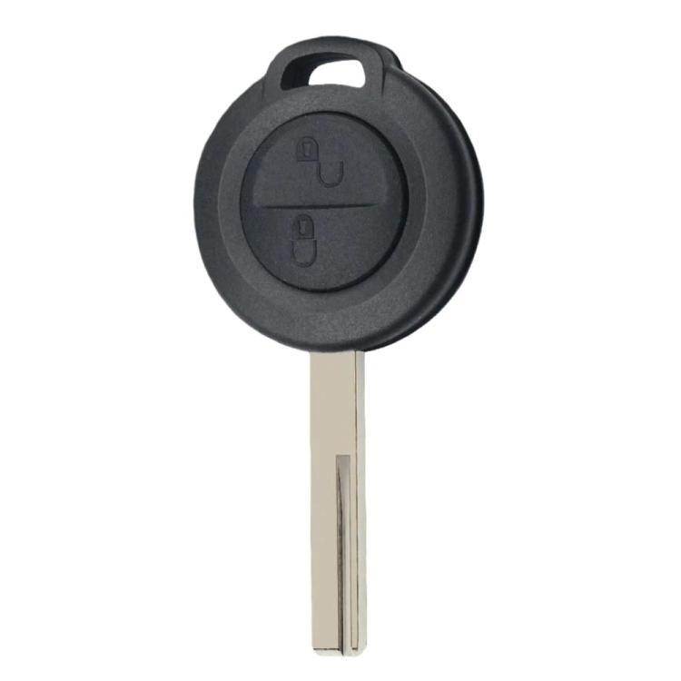 Black key shell with blank metal key blade, round head, side button icons