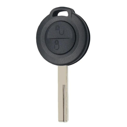 Black key shell with blank metal key blade, round head, side button icons