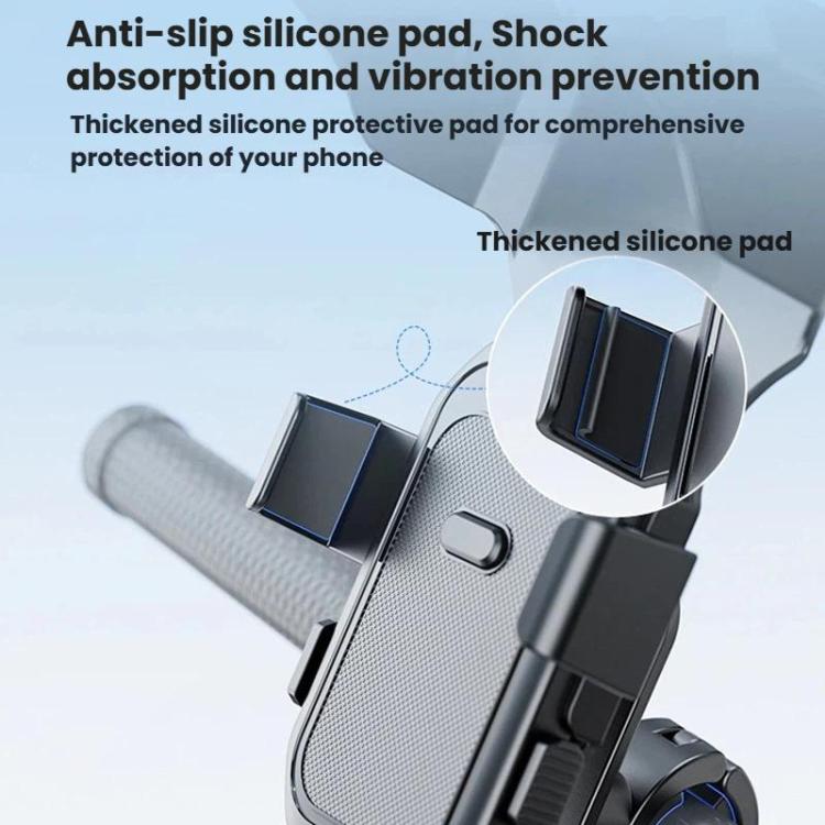 Motorcycle phone mount with anti-slip silicone phone pad, shock absorption, black