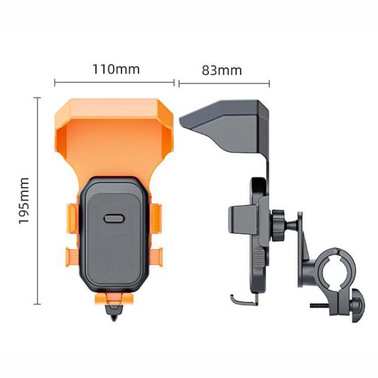 Orange and gray phone mount with adjustable clamp and bracket