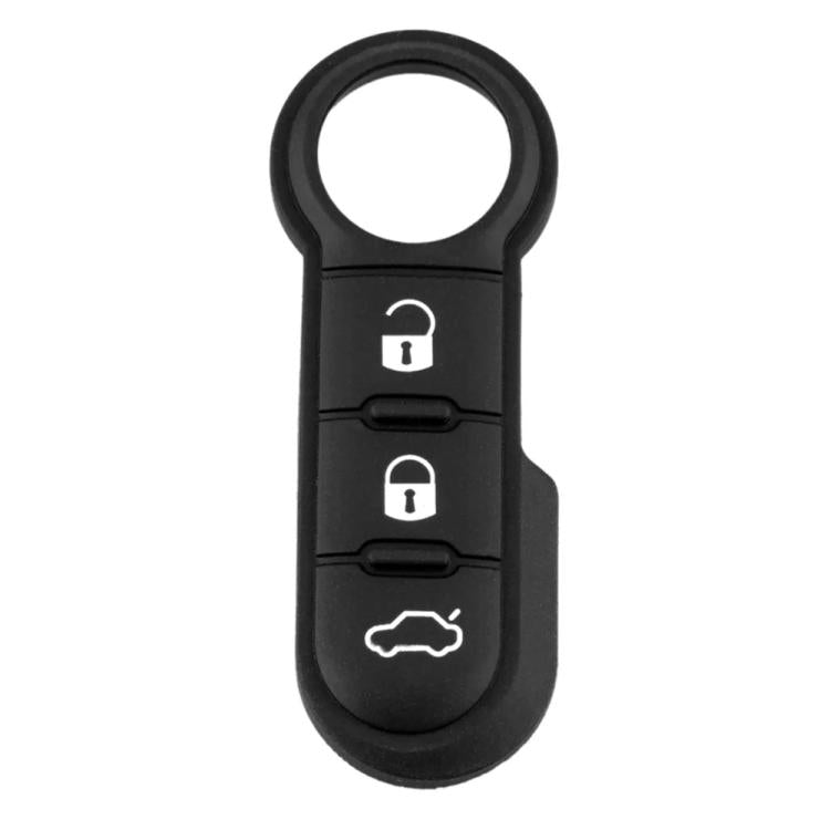Black key fob button shell with lock, unlock, and car icons