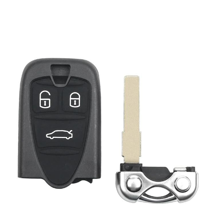 Car key remote control shell with key blade, black case and chrome buttons
