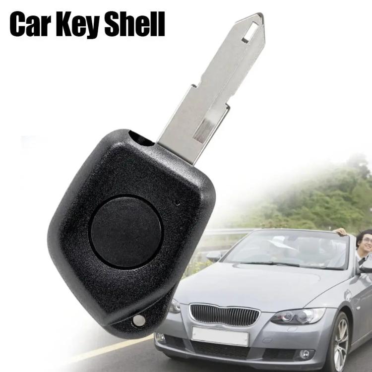 Black car key remote shell with metal blade and circular button
