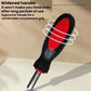 Red-and-black manual screwdriver with ergonomic handle and metal shaft