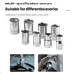 Stainless steel socket sleeves for screwdriver bits in multiple sizes