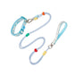 Light blue P-shaped dual-leash pet collar with two braided straps and metal attachment clips