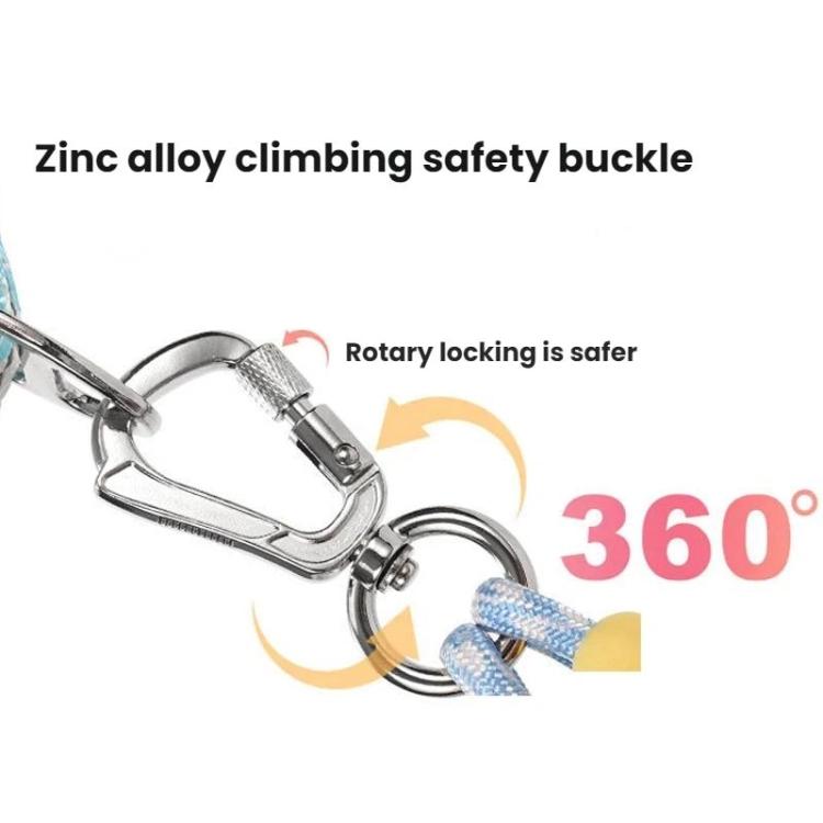 Rotary locking safety buckle with metal climbing clasp for pet leash and collar