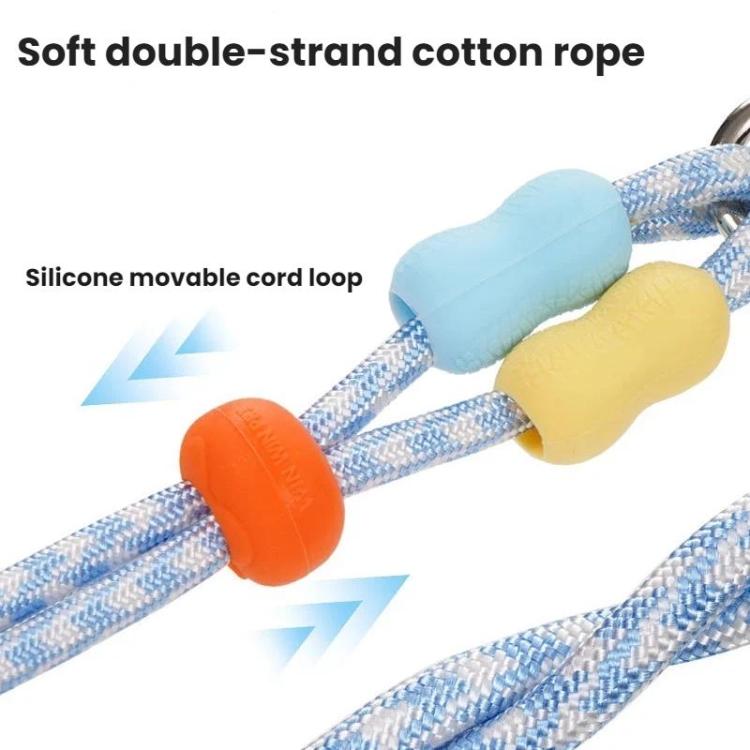 Double-strand cotton rope leash with silicone movable cord loop and orange stopper