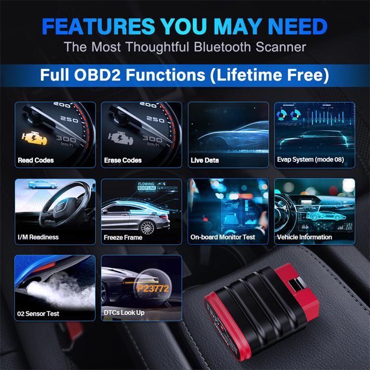 THINKSAFE OBD2 functions diagnostic tool with red-and-black handheld body