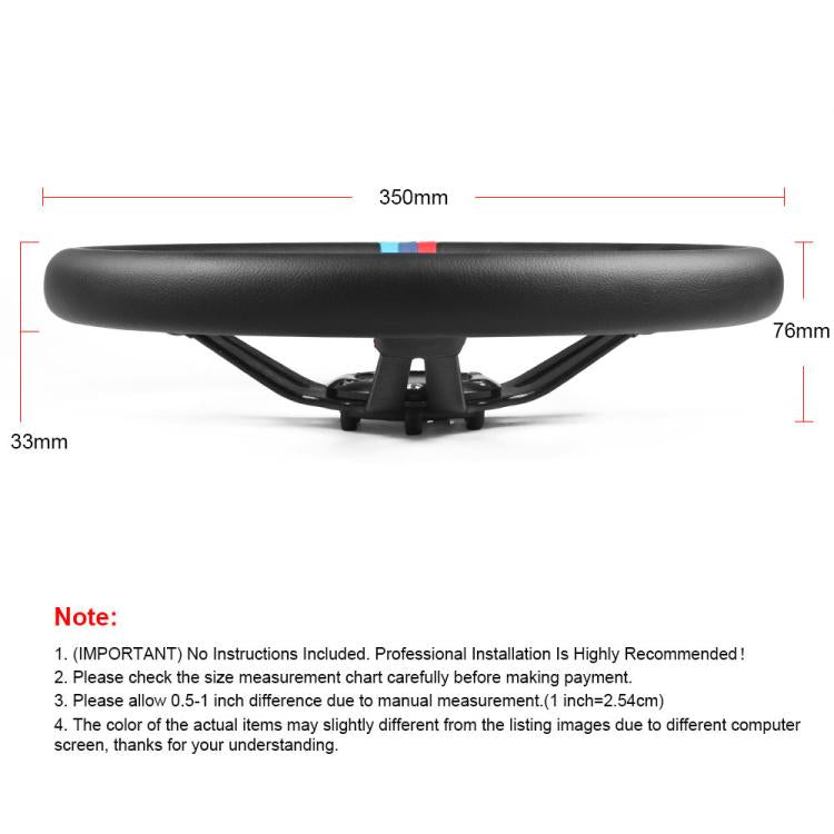 350mm steering wheel with slim profile; 76mm depth and 33mm thickness
