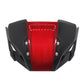 Red motorcycle windshield deflector front view with mounting hardware