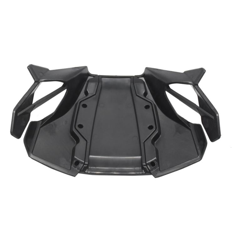 Black motorcycle windshield deflector underside plate with side cutouts