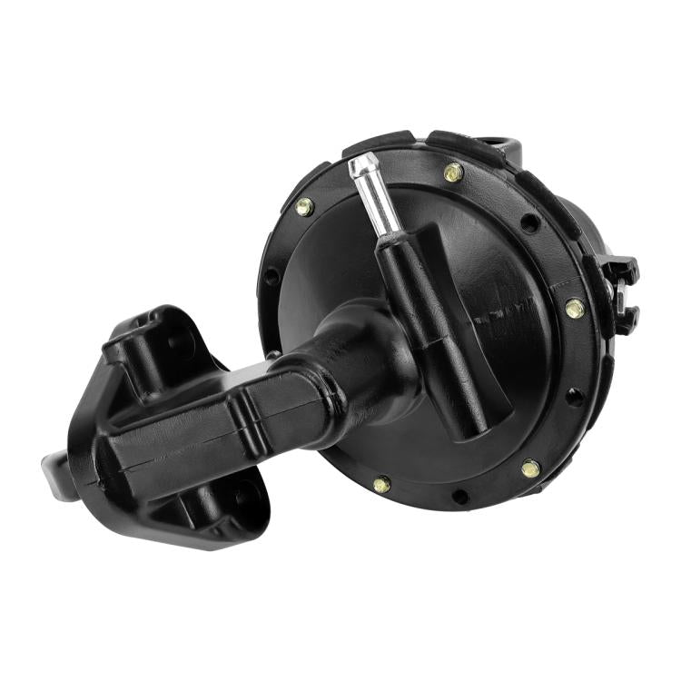 Mechanical fuel pump with side inlet, round housing, and metal push rod