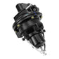 Mechanical fuel pump with black housing, inlet port, and metal mounting hardware