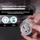 Activated carbon filter cartridge element in clear holder with round gray cap