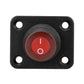Black panel mount waterproof switch with red LED rocker, marked I and O