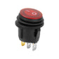 Waterproof push-button switch with red LED face and metal electrical terminals