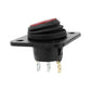 Panel-mounted waterproof switch with red lens and 3 pin metal connectors
