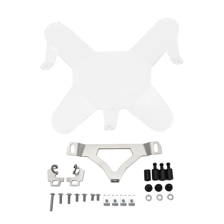 Clear headlight protector kit with brackets, screws, and mounting hardware