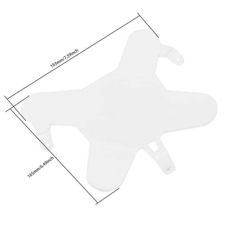 Clear headlight protector shield with mounting points and size measurements