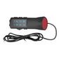 Car steering wheel control module with blue-lit buttons, black housing, and cable