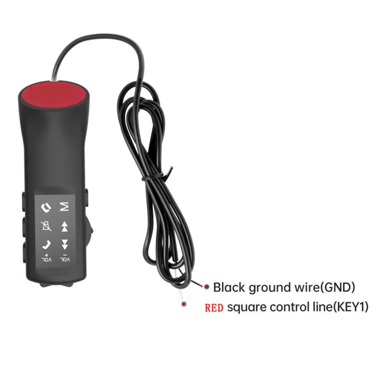Car steering wheel control button module with red and black wiring harness