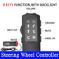 Car steering wheel control button panel with backlit keypad and volume/mute controls