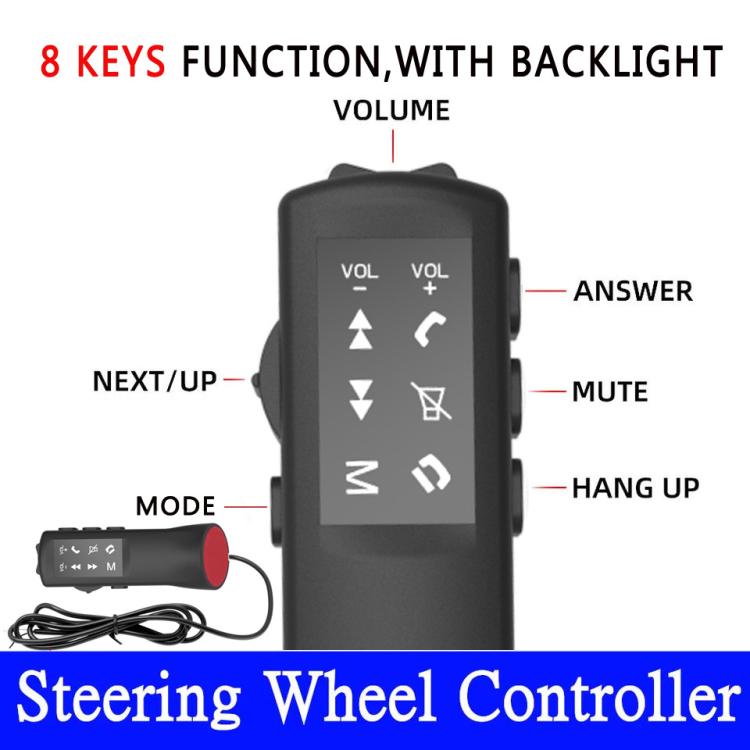 Car steering wheel control button panel with backlit keypad and volume/mute controls