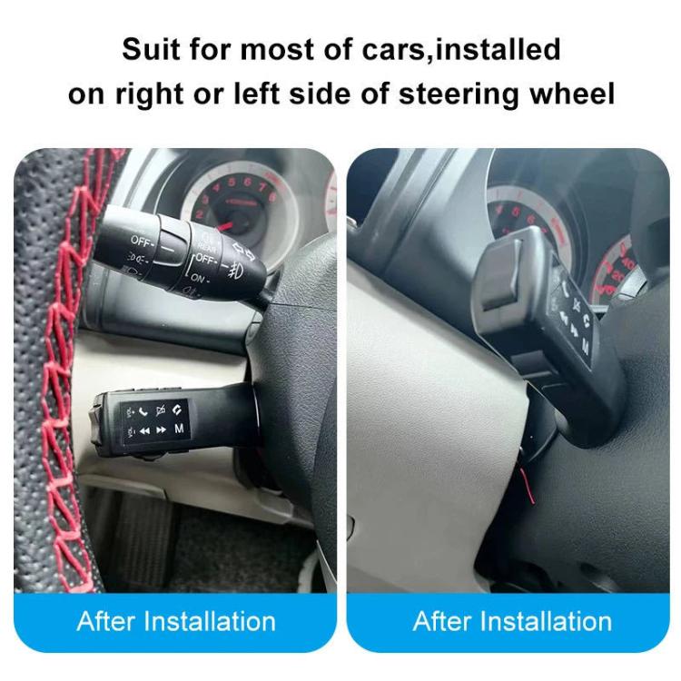 Car steering wheel control button module with blue backlight, mounted on steering wheel