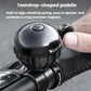 Black bike thumb bell with teardrop paddle and finger-ready top button