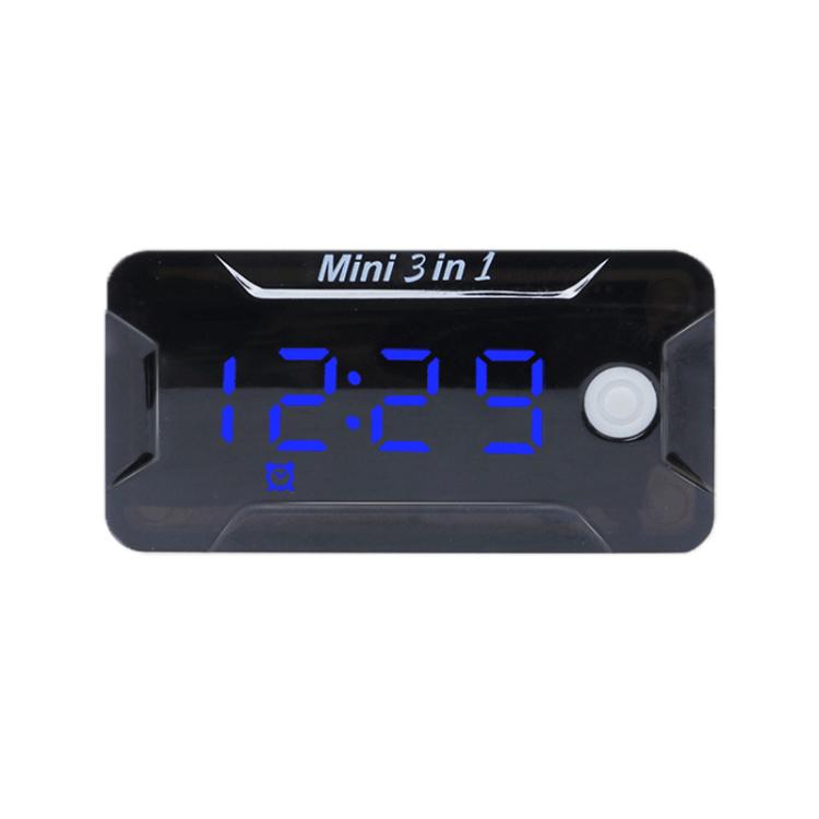 Three-in-one digital meter with blue LED voltage/temperature readout