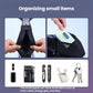 Black triangle bike bag with zip opening for small items, mounted with straps
