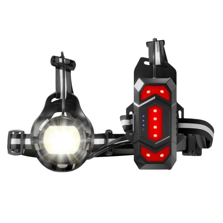 Black chest warning light with bright white front lamp and red vertical warning LEDs