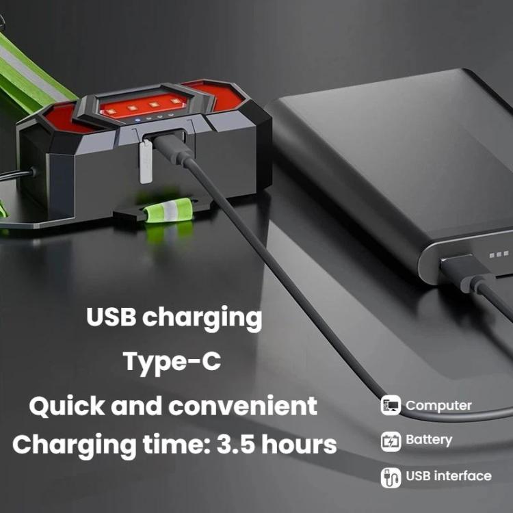 USB Type-C charging port view of chest warning light housing and cable connection