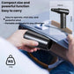 Compact cordless dust blower held in hand, small portable size
